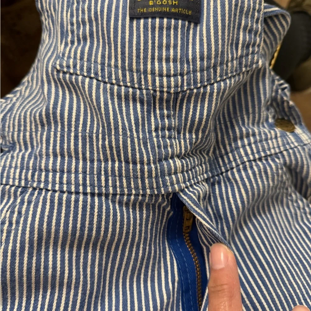 Made in USA OshKosh B'gosh Vest Back Conductor Striped Shortalls.
